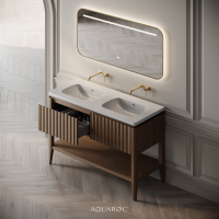 Kensington Double Vanity Unit & Stone Basin 1200mm Smoked Oak